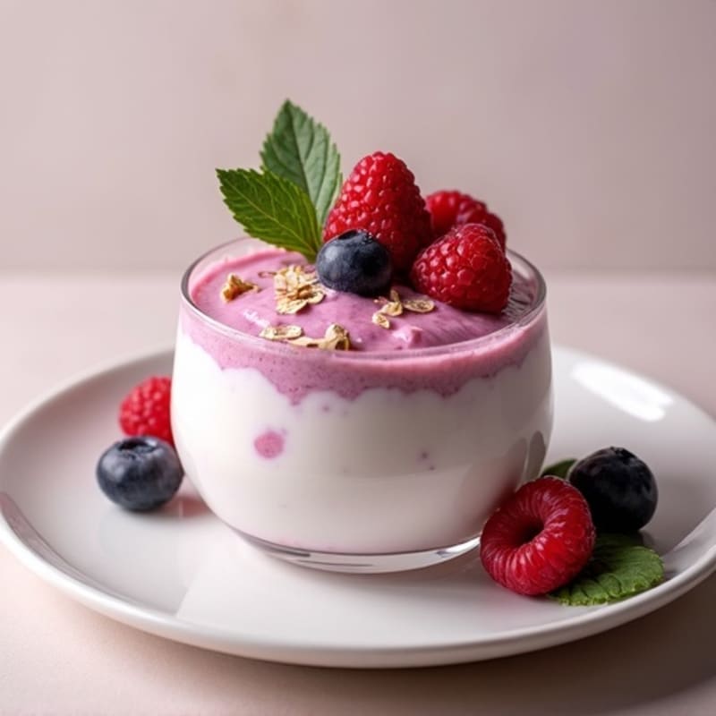 Silky Greek Yogurt Protein Pudding with Mixed Berries