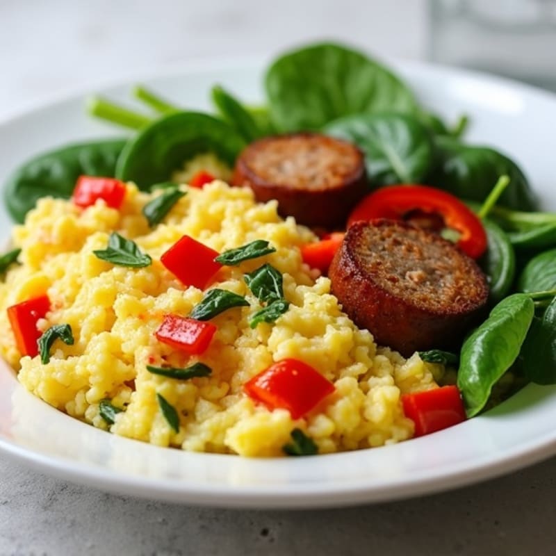 Egg White Veggie Scramble with Turkey Sausage