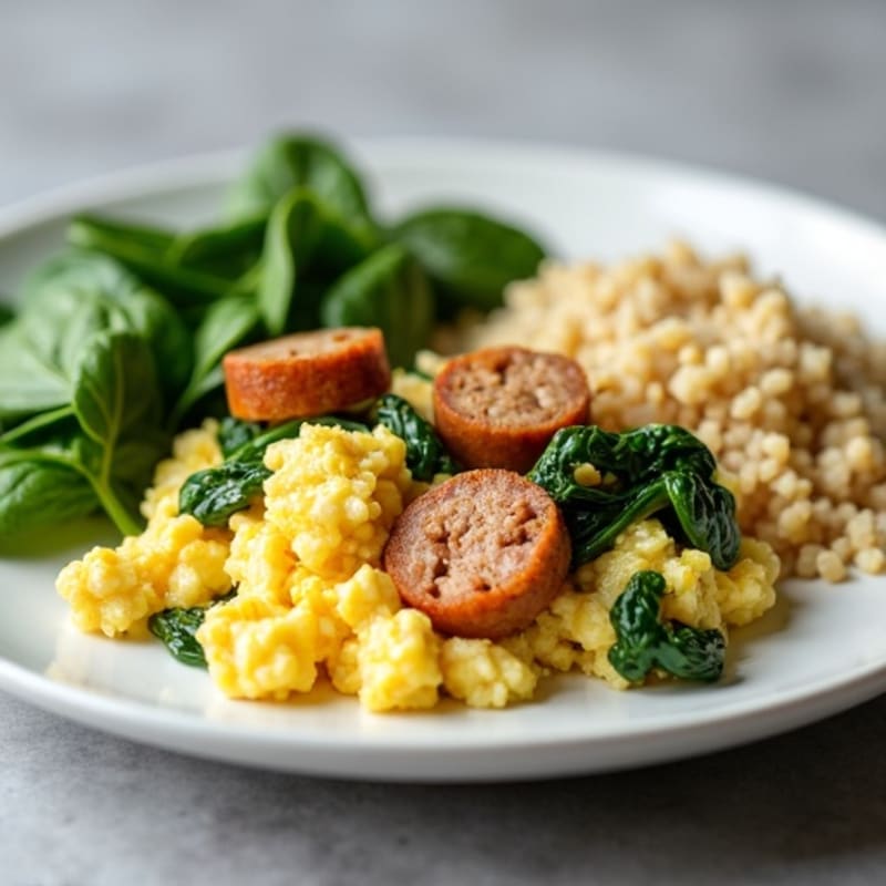 Egg White Scramble with Spinach and Turkey Sausage