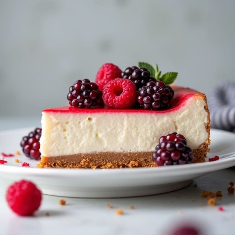 Greek Yogurt Protein Cheesecake with Mixed Berries