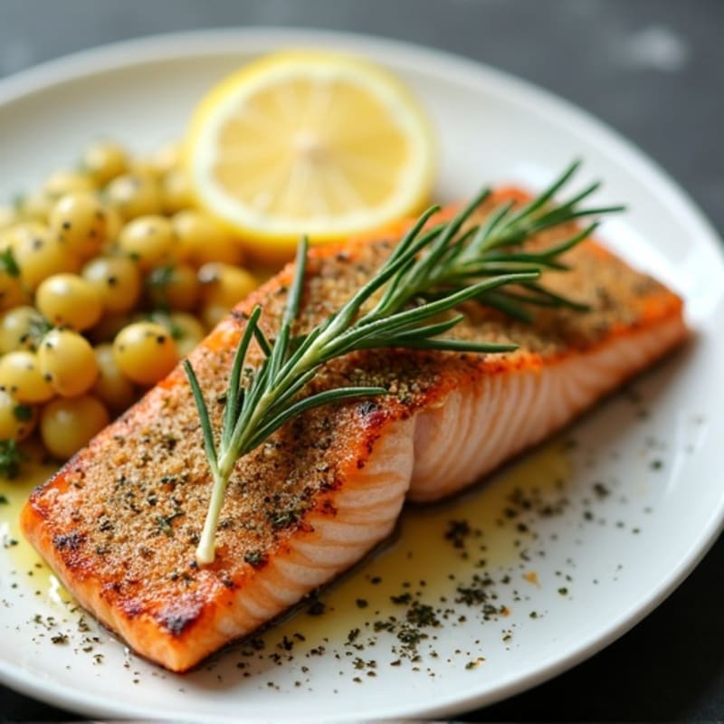 Herb-Crusted Pan Seared Salmon with Lemon