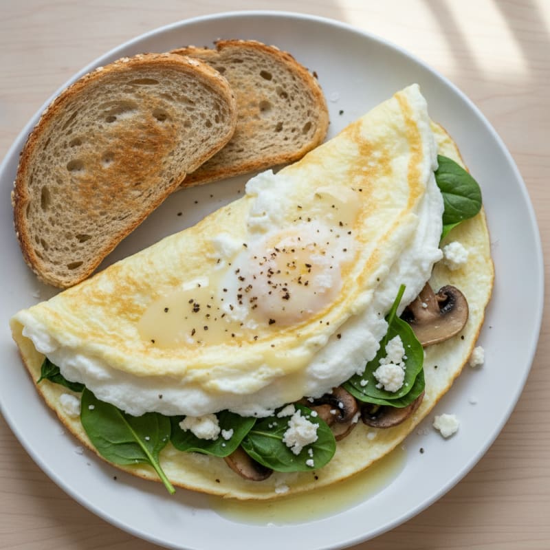 Fluffy Egg White and Spinach Omelet