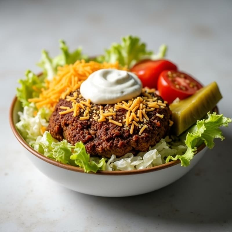 Crispy Ground Beef Big Mac-Style Bowl with Tangy Creamy Dressing