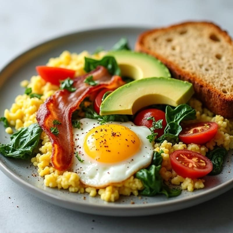 Egg White Scramble with Spinach and Turkey Bacon