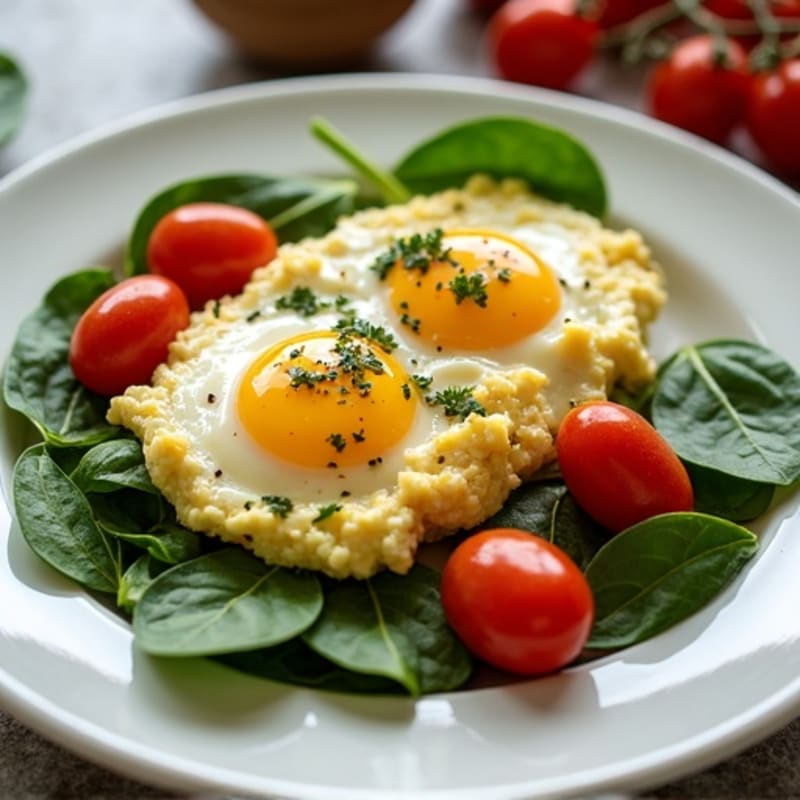 Cottage Cheese Scramble with Spinach and Cherry Tomatoes