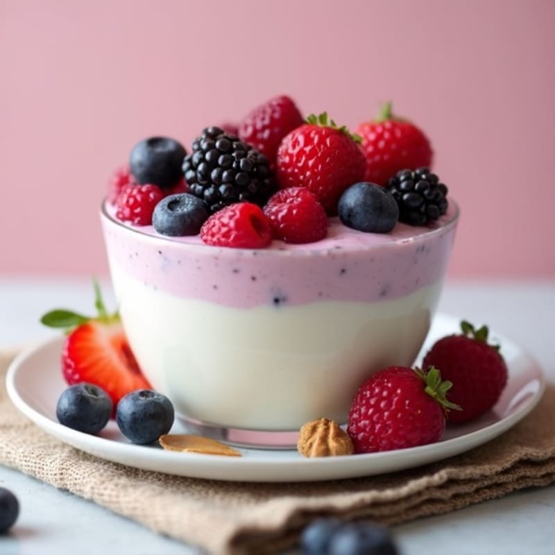 Greek Yogurt Protein Pudding with Mixed Berries