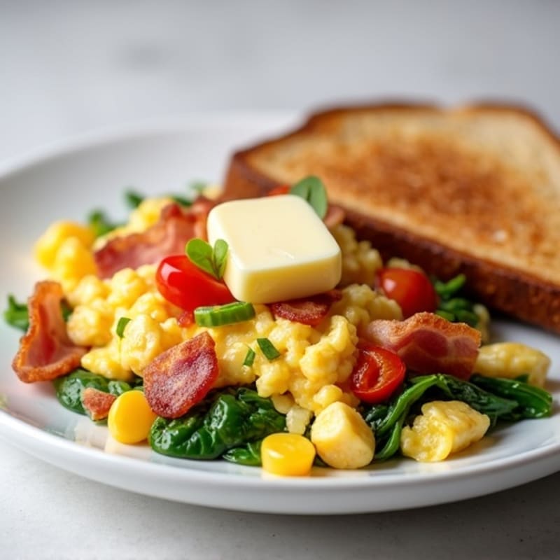 Egg White Veggie Scramble with Turkey Bacon
