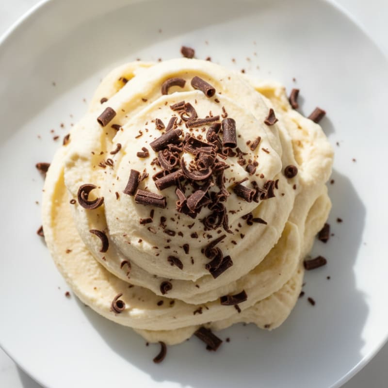 Vanilla Protein Ice Cream with Dark Chocolate Shavings