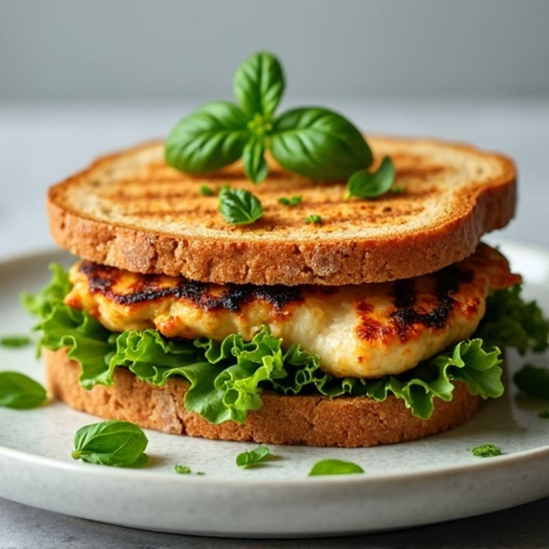 Herb-Pesto Grilled Chicken Sandwich with Fresh Greens