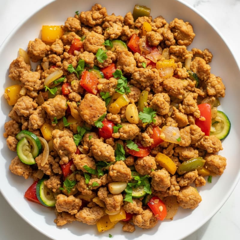 Ground Turkey with Bell Pepper and Onion Skillet