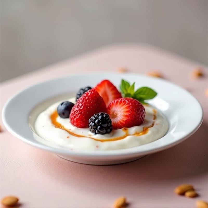 Silky Greek Yogurt Protein Pudding with Almond Butter and Berries