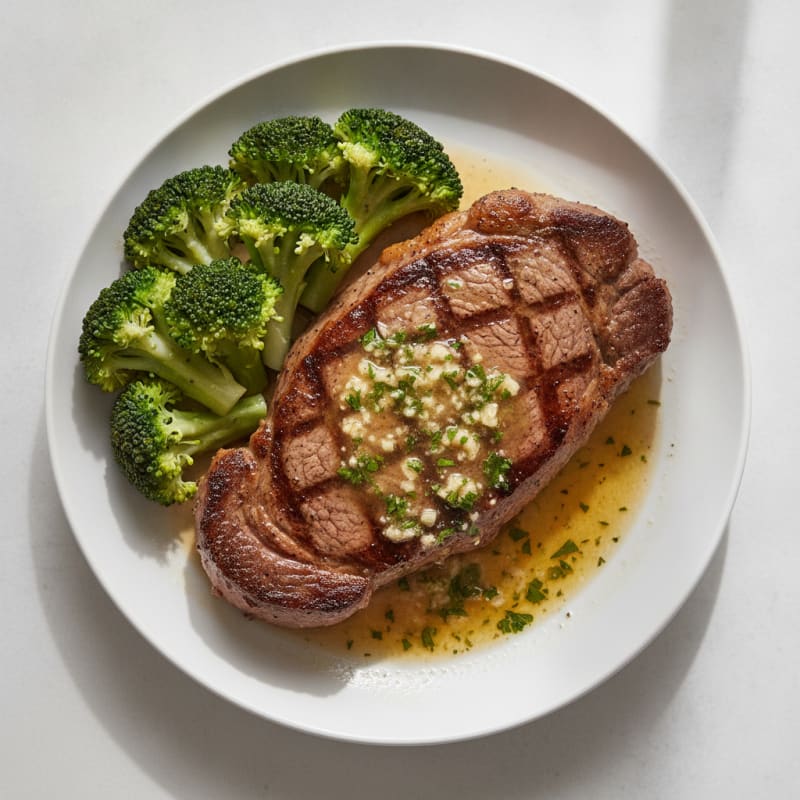 Pan-Seared Sirloin with Garlic Herb Butter