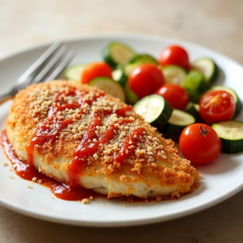 Healthy Crispy Chicken Parmesan with Roasted Vegetables