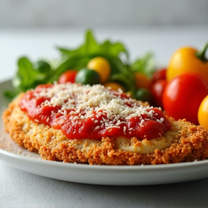 Healthy Crispy Chicken Parmesan with Roasted Vegetables
