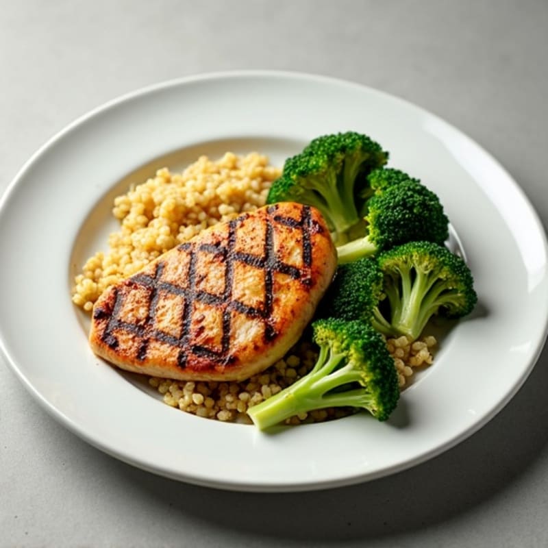 Grilled Chicken Breast with Roasted Broccoli and Quinoa