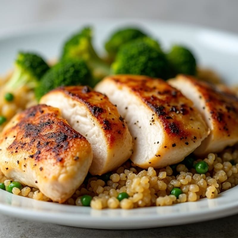 Grilled Chicken Breast with Roasted Broccoli and Quinoa