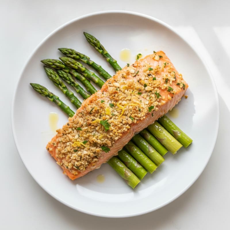 Lemon Herb-Crusted Salmon with Asparagus