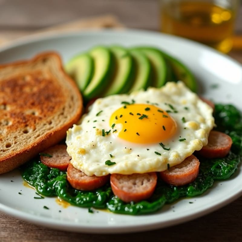 Egg White and Turkey Sausage Scramble with Spinach