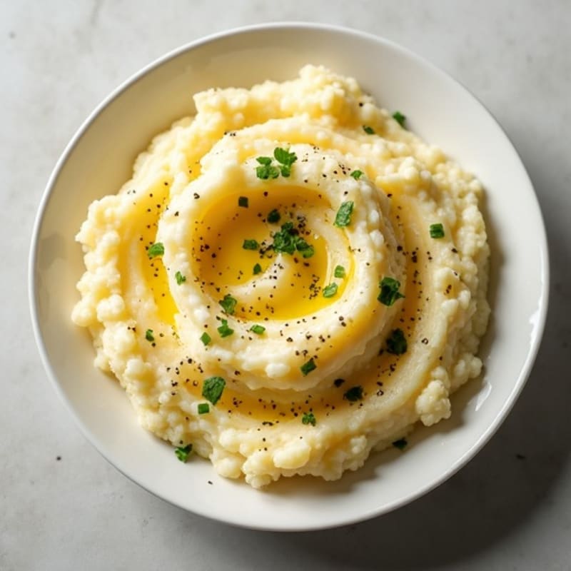 Creamy Cauliflower-Potato Mash with Roasted Garlic