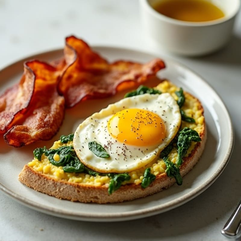 Egg White and Spinach Scramble with Turkey Bacon