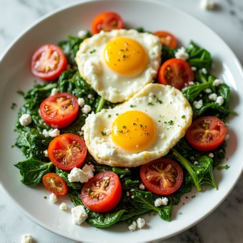 Fluffy Egg White Scramble with Sautéed Spinach and Cherry Tomatoes