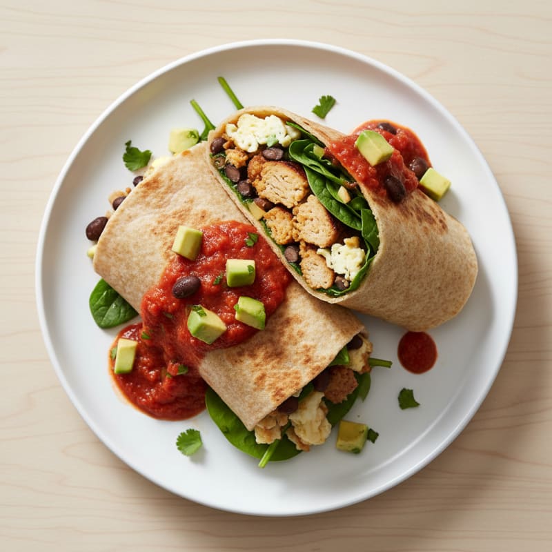 Loaded Breakfast Burrito with Salsa Roja