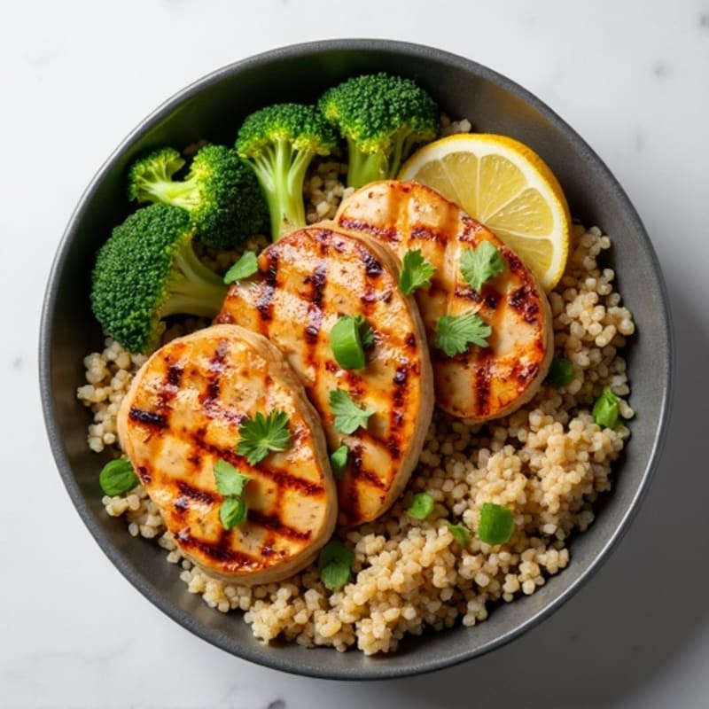 Grilled Chicken and Quinoa Power Bowl with Roasted Broccoli