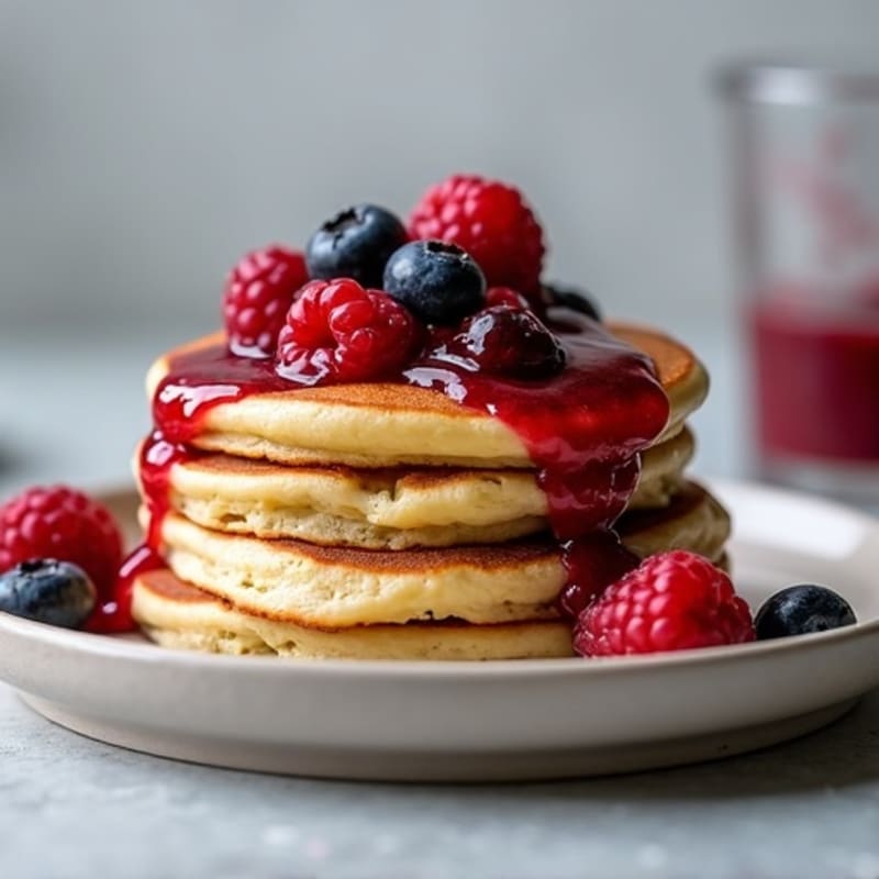 Fluffy Protein Pancakes with Berry Compote