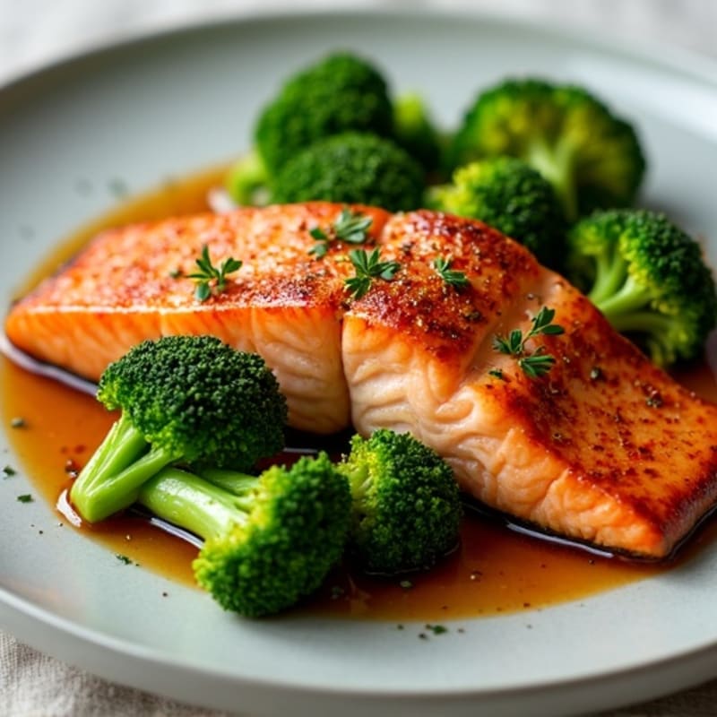 Chili-Lime Glazed Salmon with Crispy Garlic Broccoli