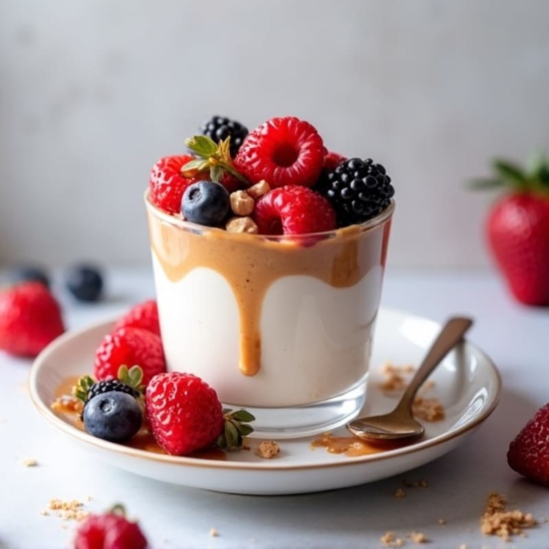 Greek Yogurt Protein Parfait with Mixed Berries and Almond Butter