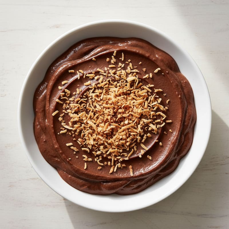 Silky Chocolate Protein Pudding with Toasted Coconut