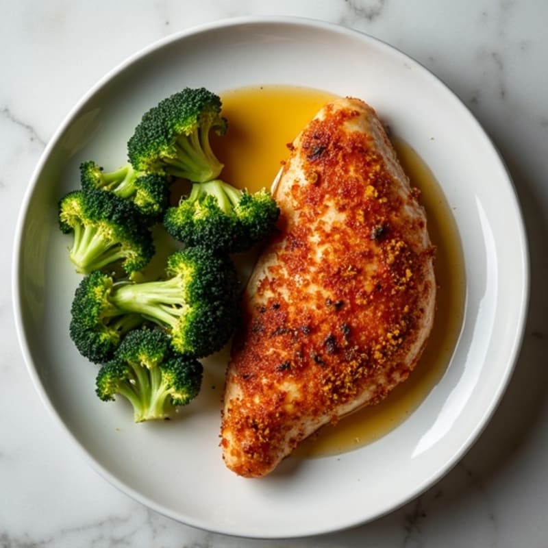 Crispy Baked Sweet and Spicy Chicken with Roasted Broccoli