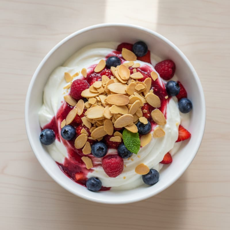 Creamy Greek Yogurt Protein Parfait with Mixed Berries and Almonds