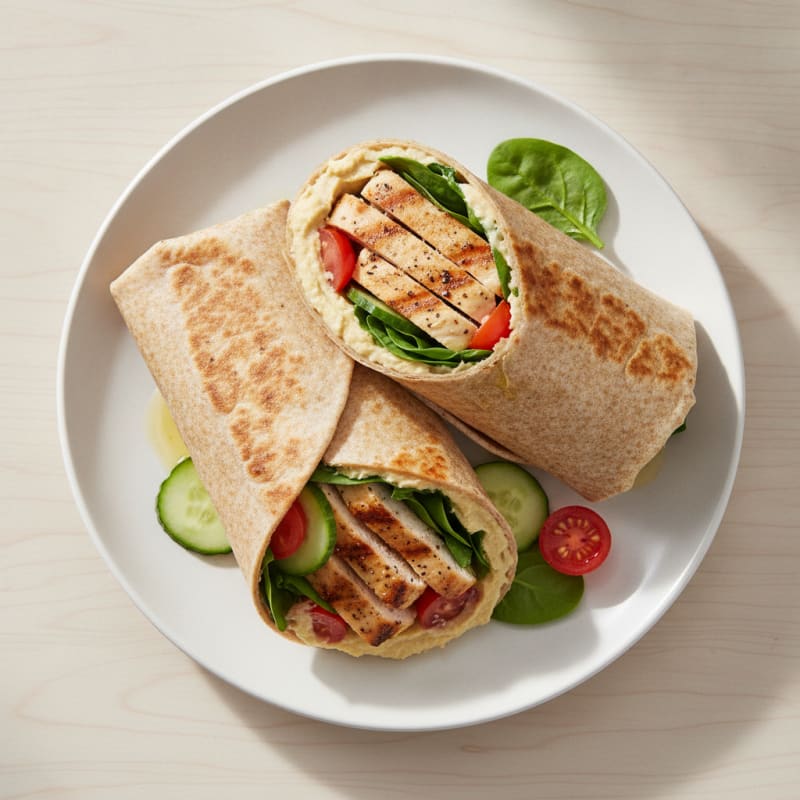 Grilled Chicken and Hummus Wraps