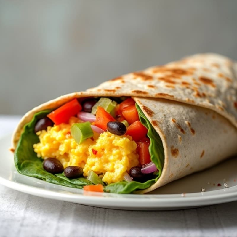 Hearty Veggie and Scrambled Egg Whole Wheat Burrito