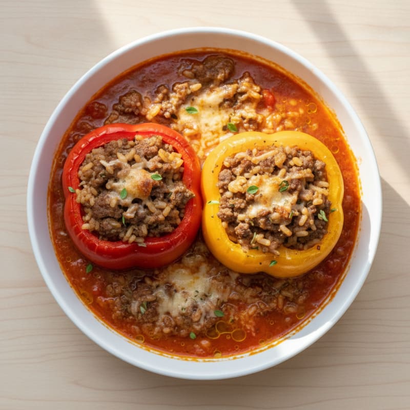 Beef and Rice Stuffed Bell Peppers