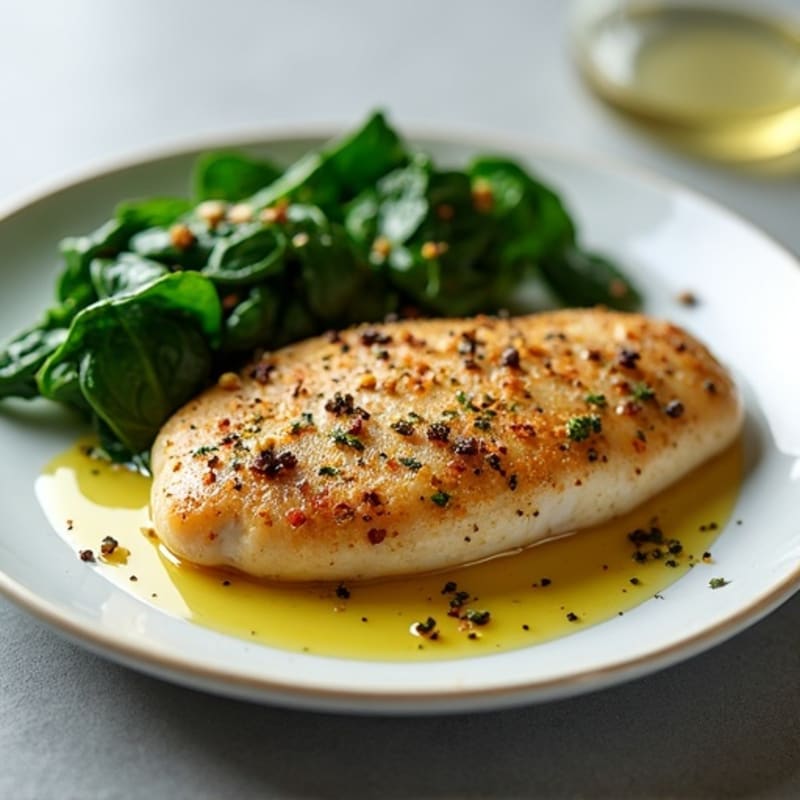 Herb-Crusted Chicken with Garlic Sautéed Spinach