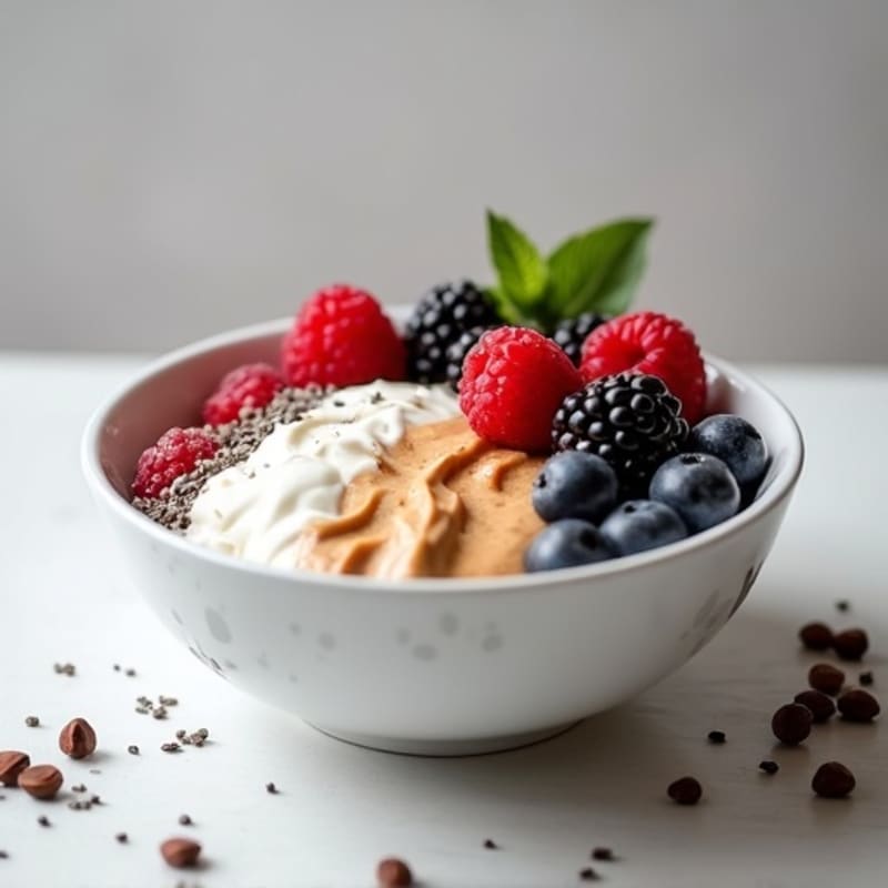 Greek Yogurt Protein Bowl with Mixed Berries and Almond Butter