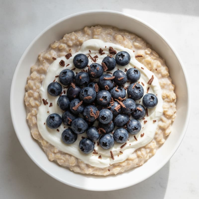 Creamy Oatmeal with Greek Yogurt and Fresh Berries