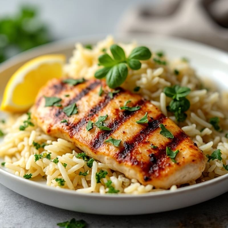 Fresh Herb and Lemon Basmati Rice Pilaf with Grilled Chicken