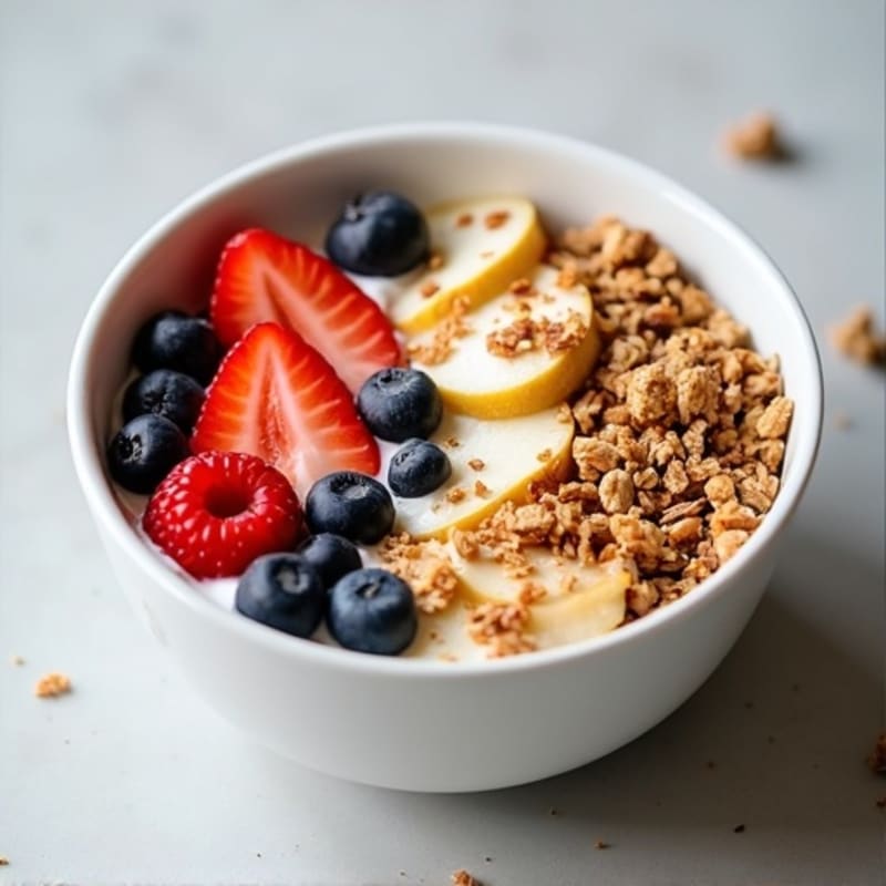 High-Protein Greek Yogurt Bowl with Shredded Chicken and Berries