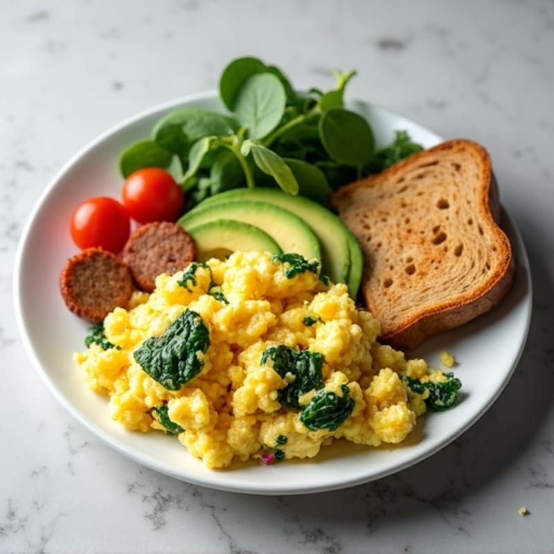 Egg White Scramble with Spinach and Turkey Sausage