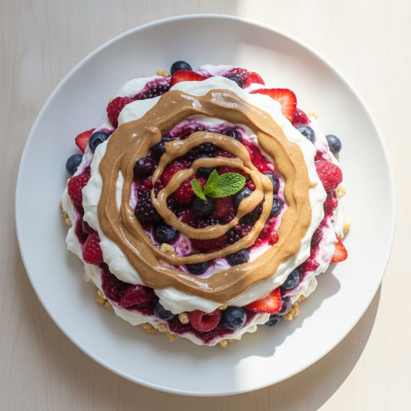 Creamy Greek Yogurt Protein Parfait with Mixed Berries and Almond Butter