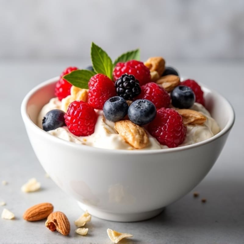 Creamy Greek Yogurt Protein Bowl with Mixed Berries and Almond Butter