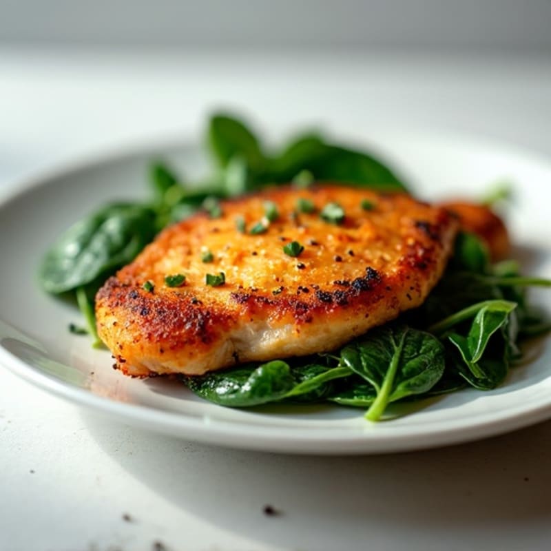 Crispy Pan-Seared Chicken Breast with Sautéed Greens