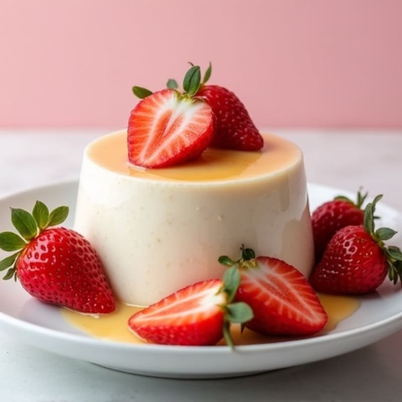Silky Tofu Protein Pudding with Sliced Strawberries