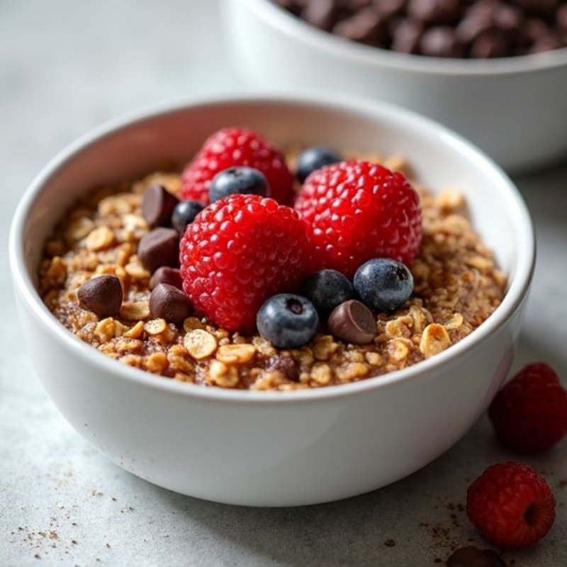 Protein-Packed Chocolate Chip Baked Oatmeal with Berries