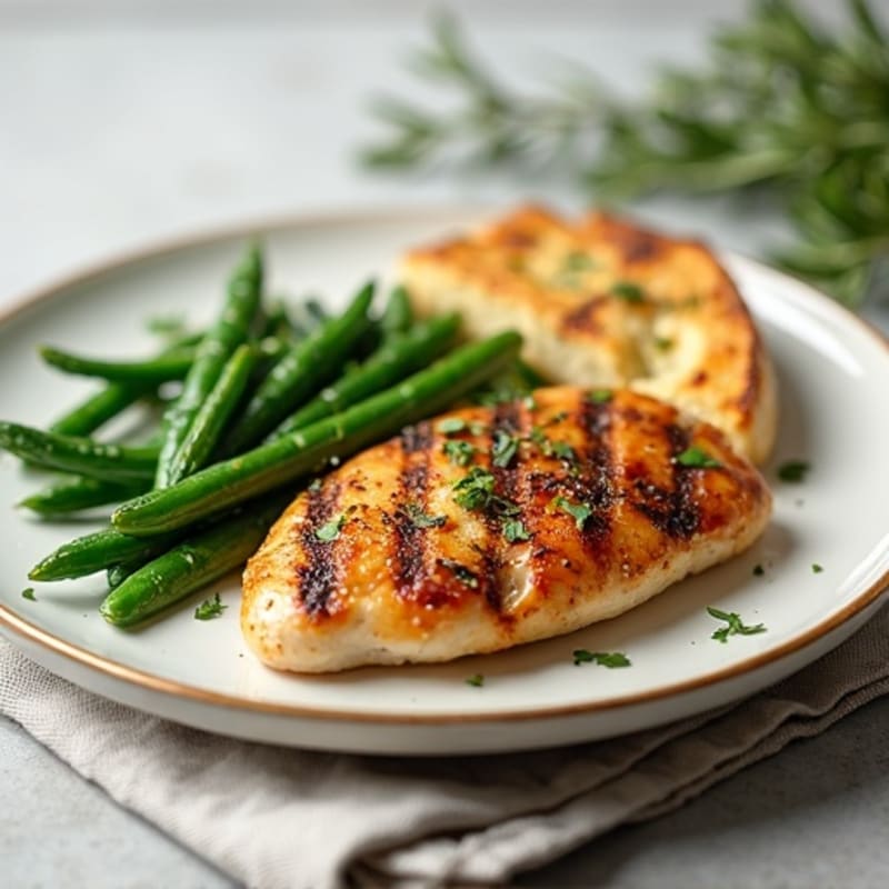 Grilled Chicken with Roasted Green Beans and Herbed Focaccia