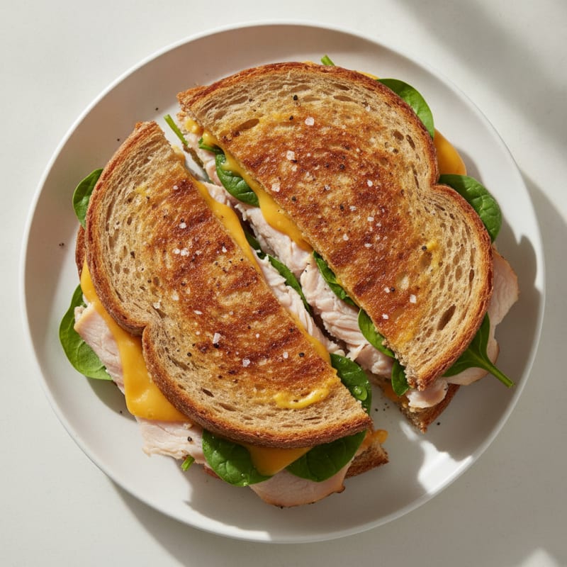 Classic Grilled Rye with Sharp Cheddar and Lean Turkey