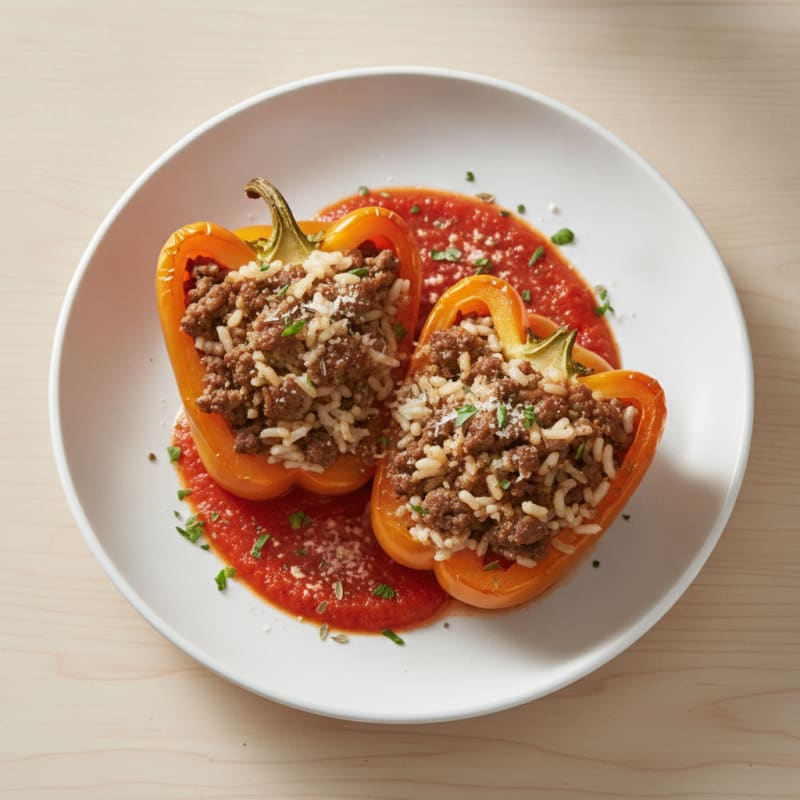 Beef and Rice Stuffed Bell Peppers